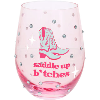 Saddle Up Gift Boxed 18 oz Stemless Wine Glass
