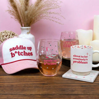 Saddle Up Gift Boxed 18 oz Stemless Wine Glass