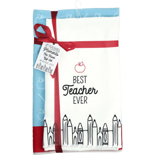 Best Teacher Ever Tea Towel Gift Set (2 - 19.75" x 27.5")