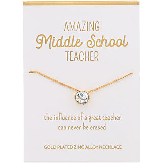 Middle School Crystal 16"-17.5" Gold Plated Necklace