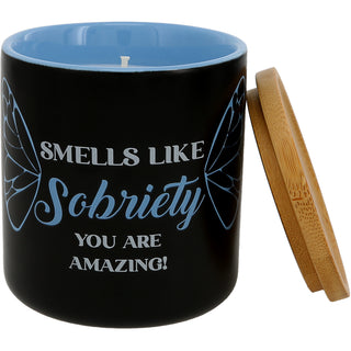 Sobriety 8 oz 100% Soy Wax Candle with Bamboo Lid, Scent: Lavender