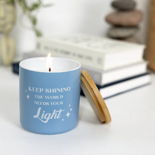 Light 8 oz 100% Soy Wax Candle with Bamboo Lid, Scent: Lavender