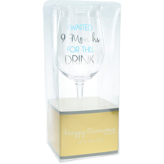 9 Months Blue 16 oz Crystal Wine Glass