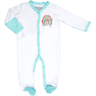 Blessed Baby Teal Trimmed Sleeper