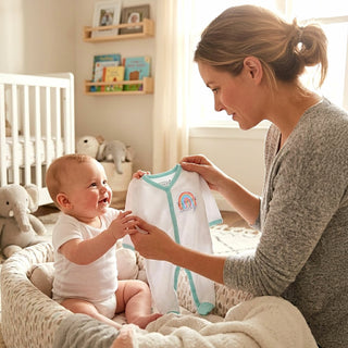 Blessed Baby 0-6 Months Teal Trimmed Sleeper