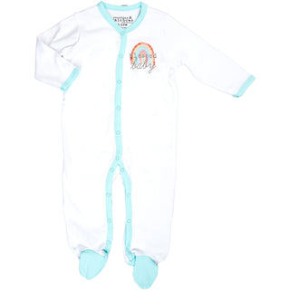 Blessed Baby 0-6 Months Teal Trimmed Sleeper