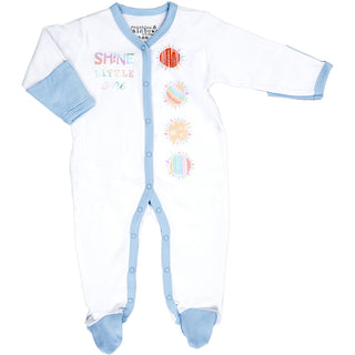 Shine Little One 0-6 Months Blue Trimmed Sleeper