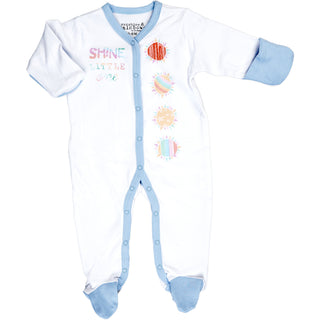 Shine Little One 0-6 Months Blue Trimmed Sleeper