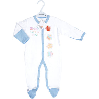 Shine Little One 0-6 Months Blue Trimmed Sleeper