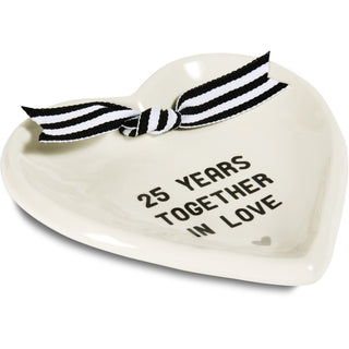 25th Anniversary 4.5" x 4.5" Heart-Shaped Keepsake Dish