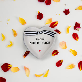 Maid of Honor 4.5" x 4.5" Heart-Shaped Keepsake Dish