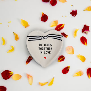 40th Anniversary 4.5" x 4.5" Heart-Shaped Keepsake Dish