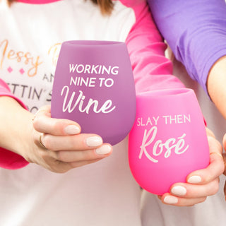 Slay then Rosé 13 oz Silicone Wine Glasses
(Set of 2)