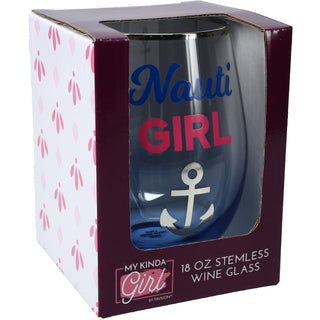 Nauti Girl  18 oz Stemless Wine Glass