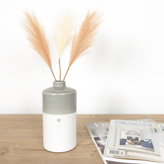 Heart 7" Vase with Pampas Grass