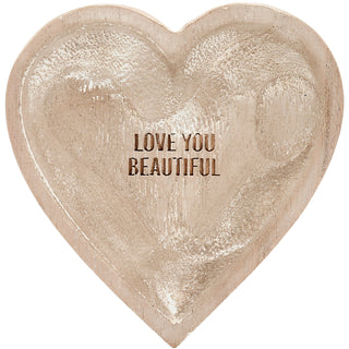 Love You Beautiful 4" Wood Keepsake Dish