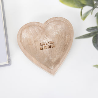 Love You Beautiful 4" Wood Keepsake Dish