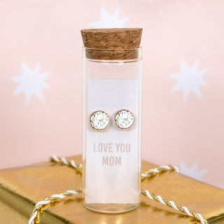 Love You Mom 14K Gold Plated Earring in a Bottle