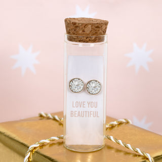 Love You Beautiful 14K Gold Plated Earring in a Bottle