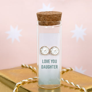 Love You Daughter 14K Gold Plated Earring in a Bottle