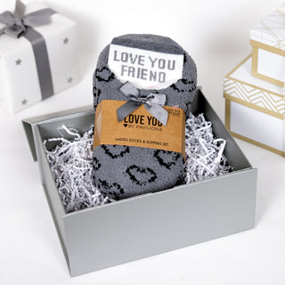 Love You Friend Slipper Sock Gift Set