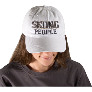 Skiing People White Adjustable Hat