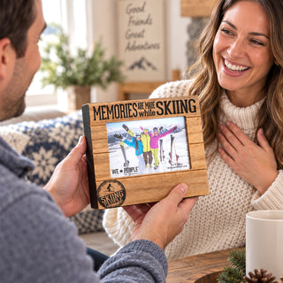 Skiing People 6.75" x 7.5" Frame (Holds 4" x 6" photo)