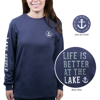 Lake People Small Navy Unisex Long Sleeve T-Shirt