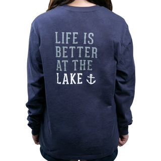 Lake People Small Navy Unisex Long Sleeve T-Shirt