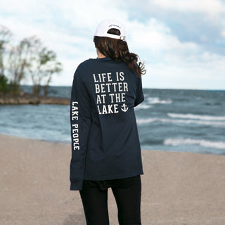 Lake People Small Navy Unisex Long Sleeve T-Shirt