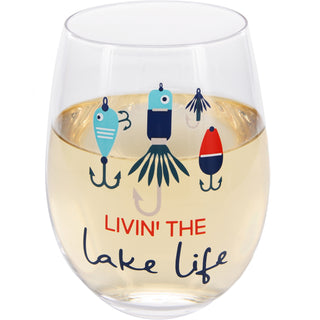 Livin' the Lake Life 18 oz Stemless Wine Glass