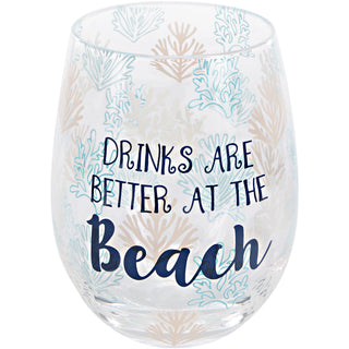 At the Beach 18 oz Stemless Wine Glass