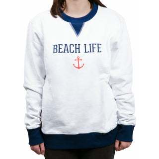 Beach Life M White Unisex Crewneck Sweatshirt