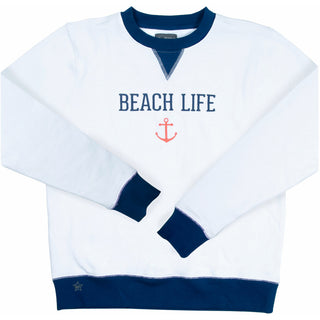 Beach Life M White Unisex Crewneck Sweatshirt