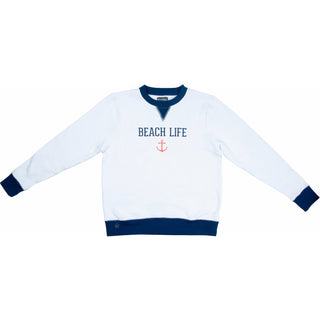 Beach Life M White Unisex Crewneck Sweatshirt