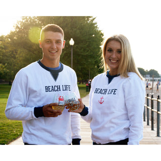 Beach Life M White Unisex Crewneck Sweatshirt