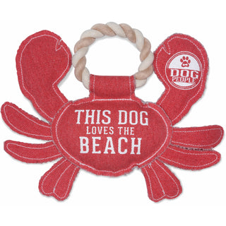 Beach Dog 10.75" x 8" Canvas Dog Toy on Rope