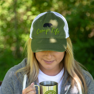 Camp Olive Green Adjustable Mesh Hat