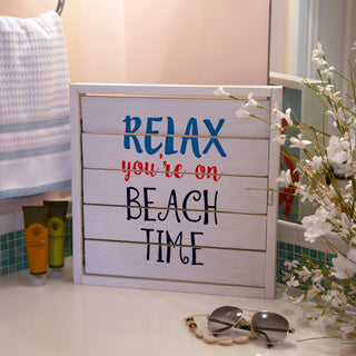 Beach Time 14.5" Decorative Framed Window Shutter