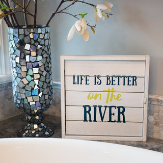 River Time 14.5" Decorative Framed Window Shutter