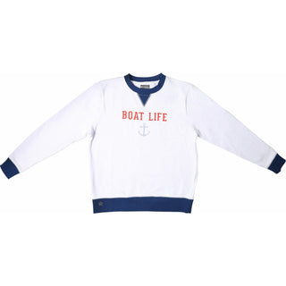 Boat Life S White Unisex Crewneck Sweatshirt