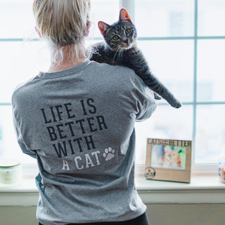 Cat People Medium Heather Gray Unisex Long Sleeve T-Shirt