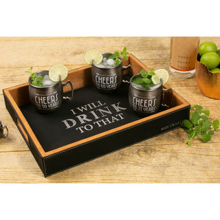 Drink to That 16" x 12" PU Leather Tray