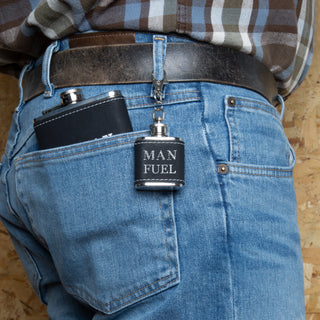 Man Fuel PU Leather & Stainless Steel 1 oz Mini Flask