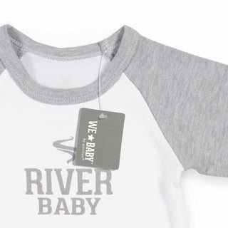 River Baby 3/4 Length Heather Gray Sleeve Onesie