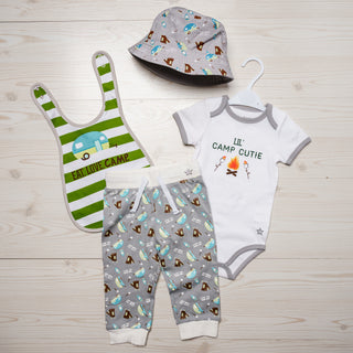 Camp Cutie 12-24 Months Gray Trimmed Bodysuit