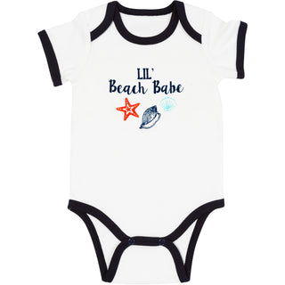 Beach Babe 6-12 Months Blue Trimmed Bodysuit