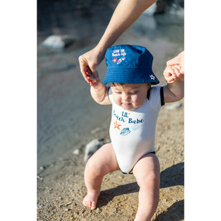 Beach Babe 6-12 Months Blue Trimmed Bodysuit