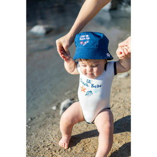 Beach Babe 6-12 Months Blue Trimmed Bodysuit