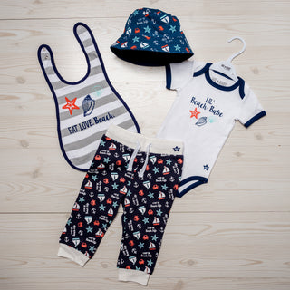 Beach Babe 6-12 Months Blue Trimmed Bodysuit
